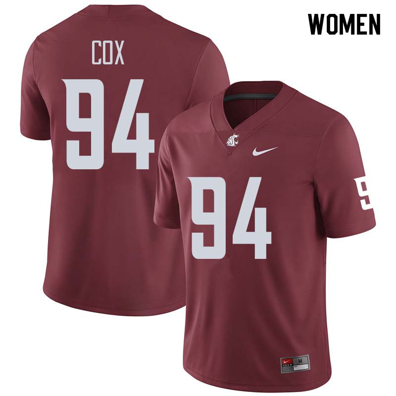 Women #94 Mitchell Cox Washington State Cougars College Football Jerseys Sale-Crimson - Click Image to Close